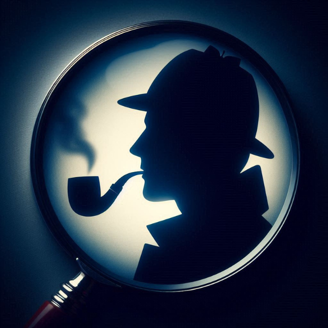 Sherlock Holmes In a Magnify glass Magnify glass with Sherlock Holmes in it - AI